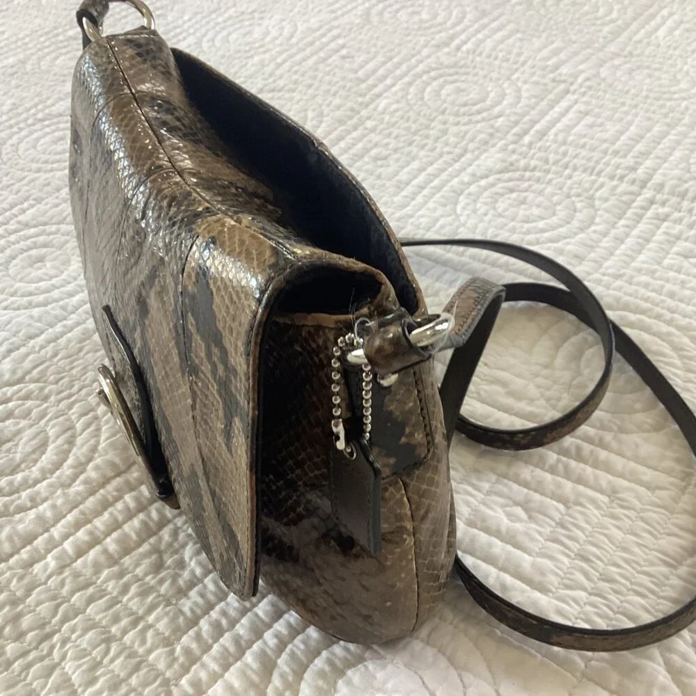 Vintage Coach Soho Snake Python Reptile Pattern Leather Crossbody Flap Bag - Picture 13 of 16